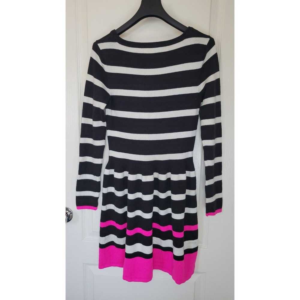 Eliza J Black White Pink Striped Long Sleeve Dress - image 2