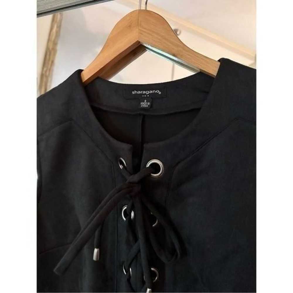 Sharagano Velvet Sheath Dress Size 8 Black - image 2