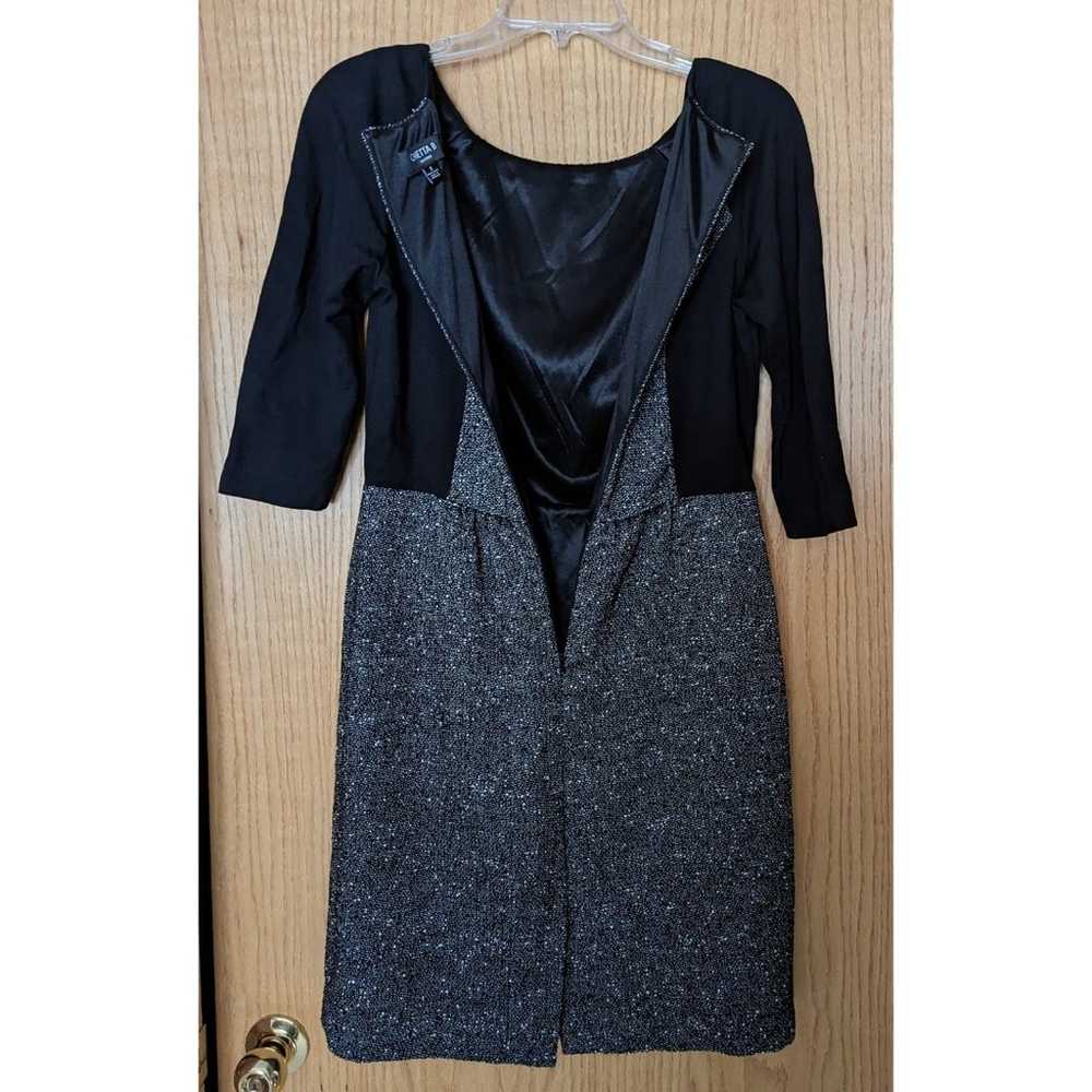 Chetta B Sunhee black tweed 3/4 sleeve zip back p… - image 3