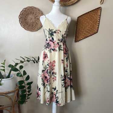 Emilee Cream Floral Print Midi Dress Lulus Nwot XS - image 1
