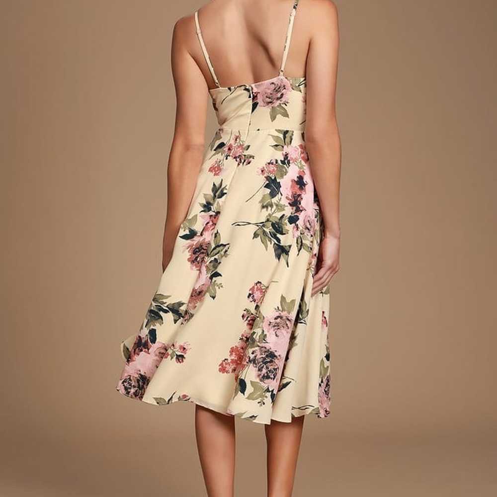 Emilee Cream Floral Print Midi Dress Lulus Nwot XS - image 8