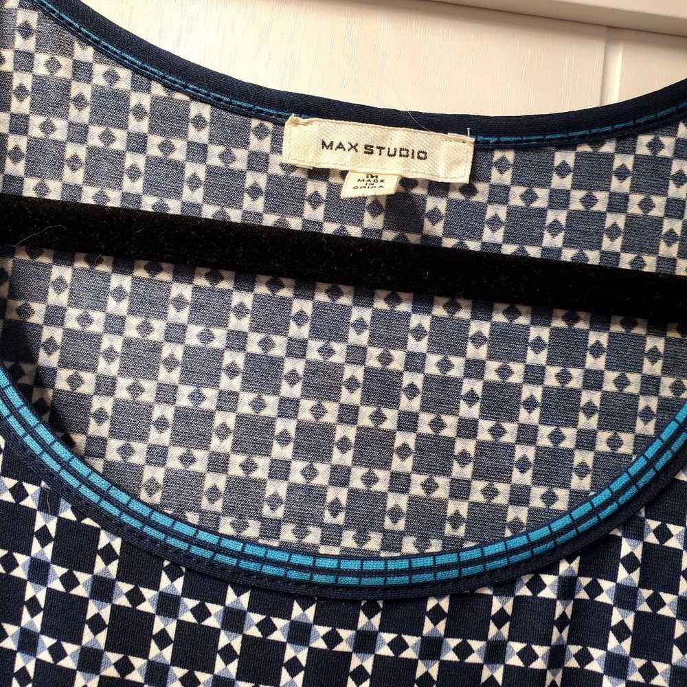 Max Studio Long Blue Printed Maxi Dress Slits Sle… - image 6