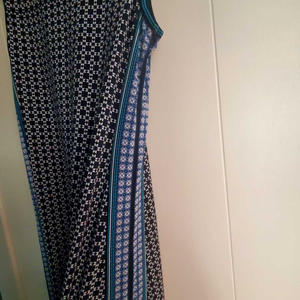 Max Studio Long Blue Printed Maxi Dress Slits Sle… - image 9