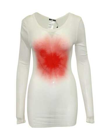 Ann Demeulemeester Sheer Knit Top with Red Splash 