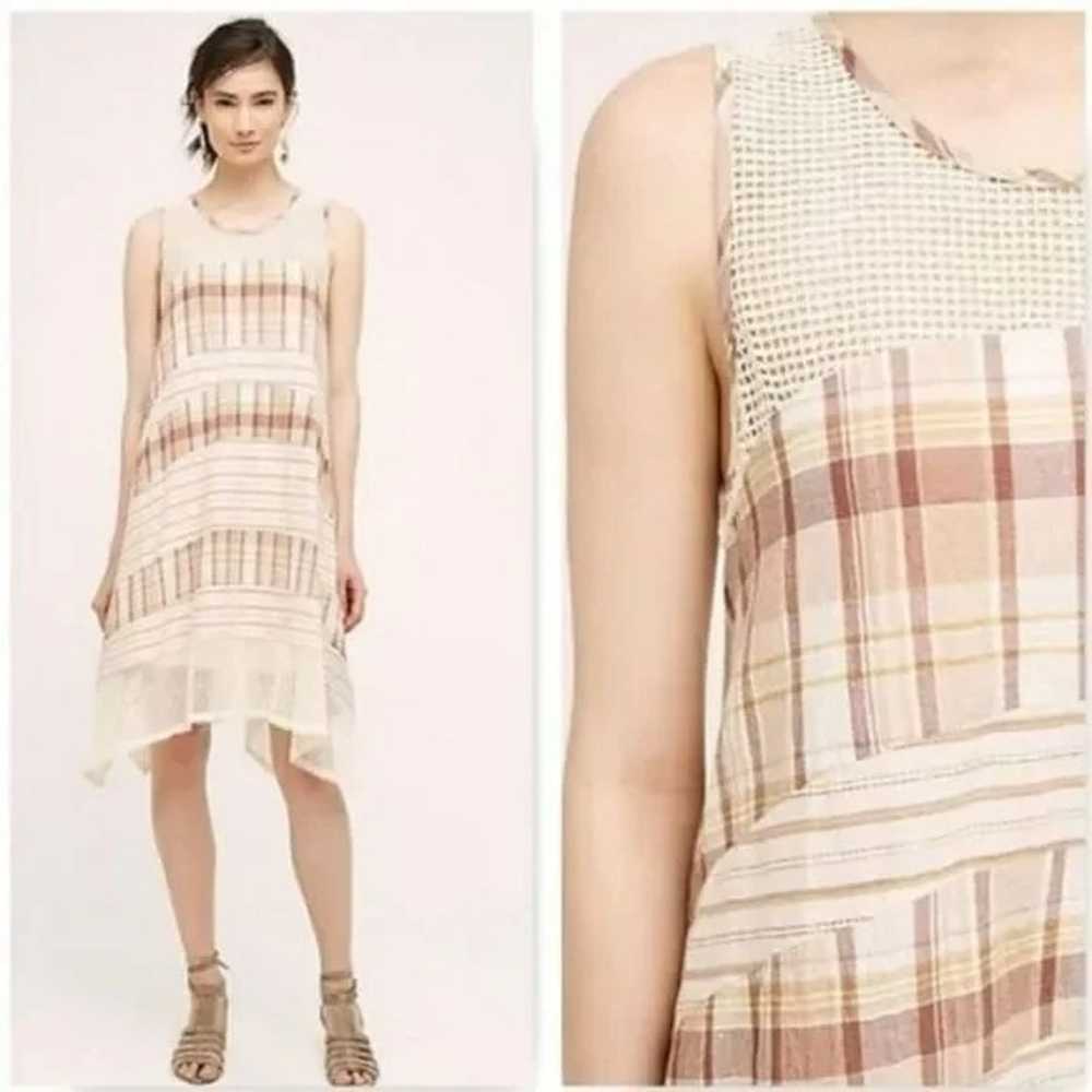 Checkered tank style swing dress with mesh details - image 2