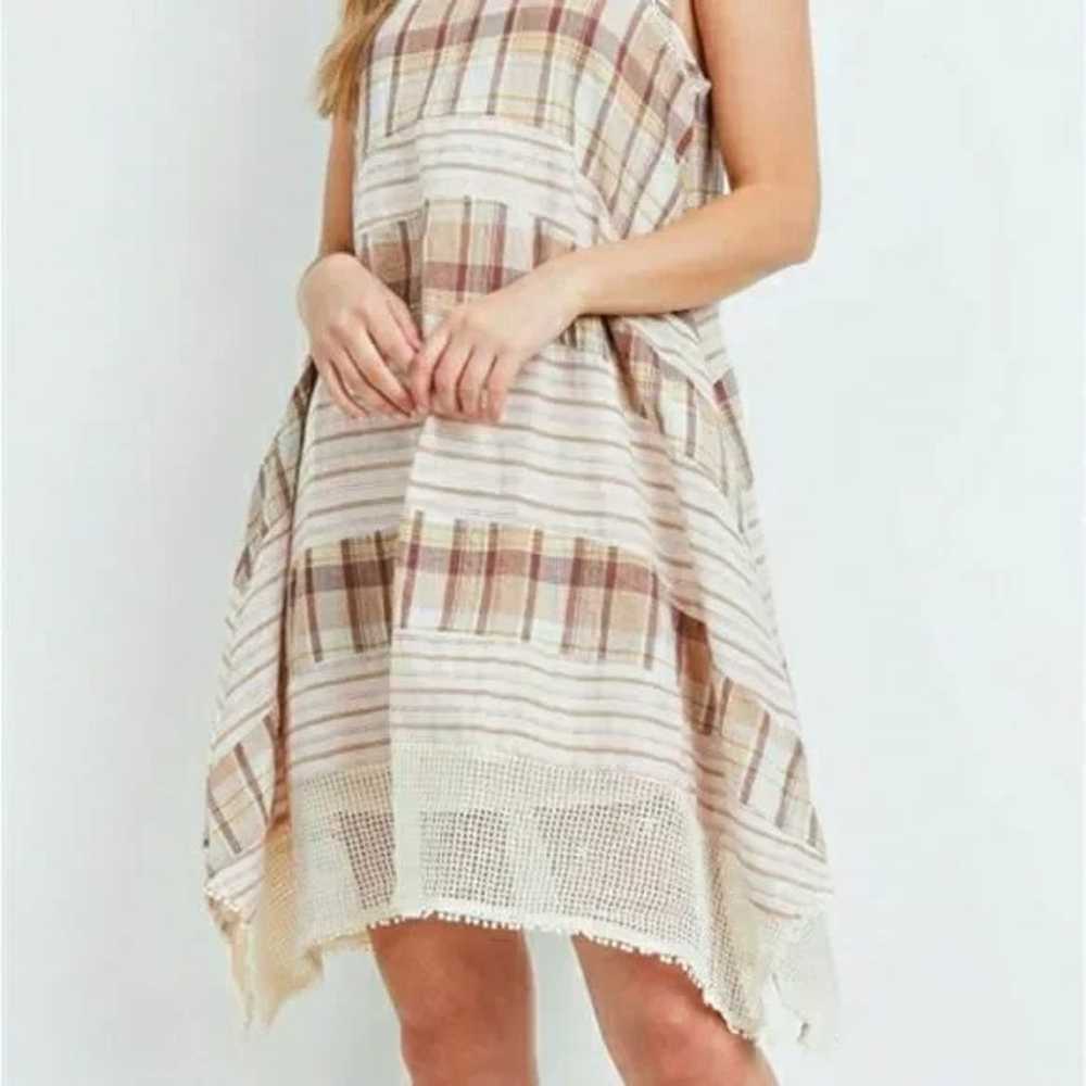 Checkered tank style swing dress with mesh details - image 3