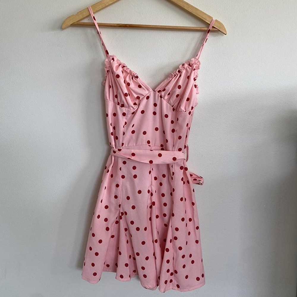 Pink and Red Polka Dot Romper Dress Size Small - image 2