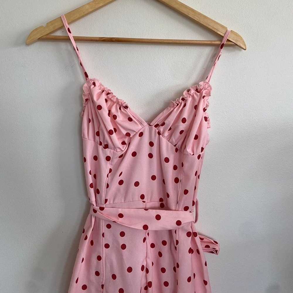 Pink and Red Polka Dot Romper Dress Size Small - image 3