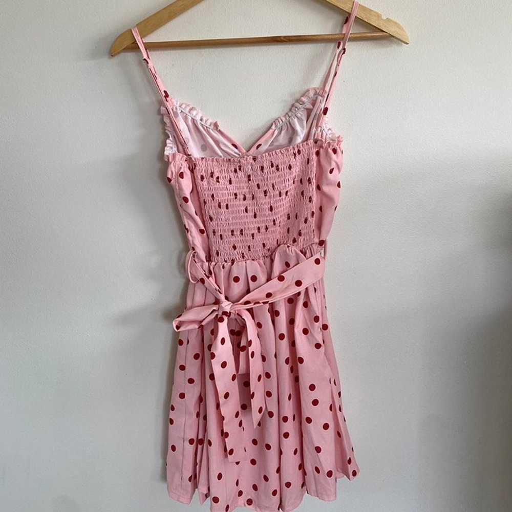 Pink and Red Polka Dot Romper Dress Size Small - image 4