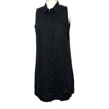 Garnet Hill Womens Linen Dress Size 6 Black Casua… - image 1