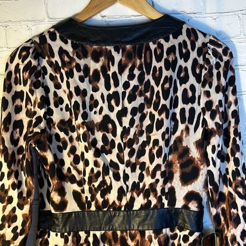 BEBE Black Leopard dress Faux Leather Accents Siz… - image 8