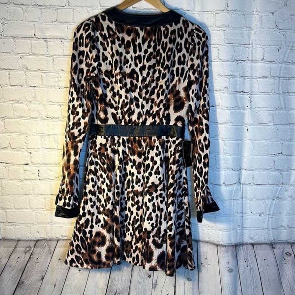 BEBE Black Leopard dress Faux Leather Accents Siz… - image 9