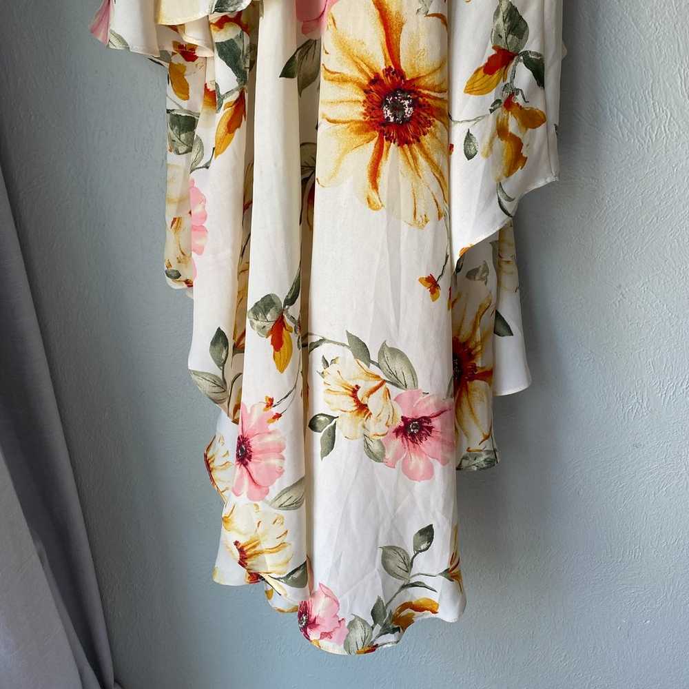 Leith Cream Yellow Pink Floral Midi Dress, Asymme… - image 12