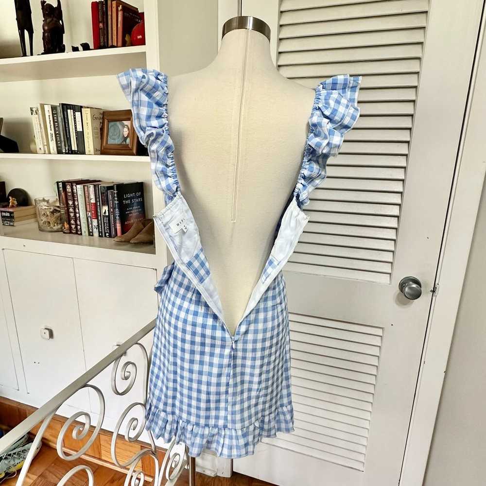 Mable Gingham Ruffle Dress Womens M Blue White Ch… - image 8