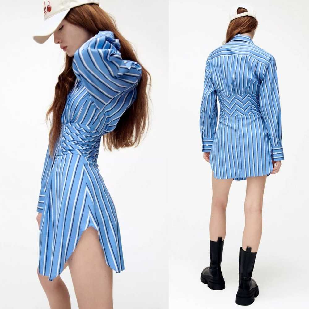 Zara Dress Womens Medium Blue Gray Mini Striped L… - image 2