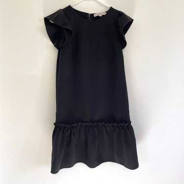 ANN TAYLOR LOFT Ruffle Flounce Dress Solid Black S