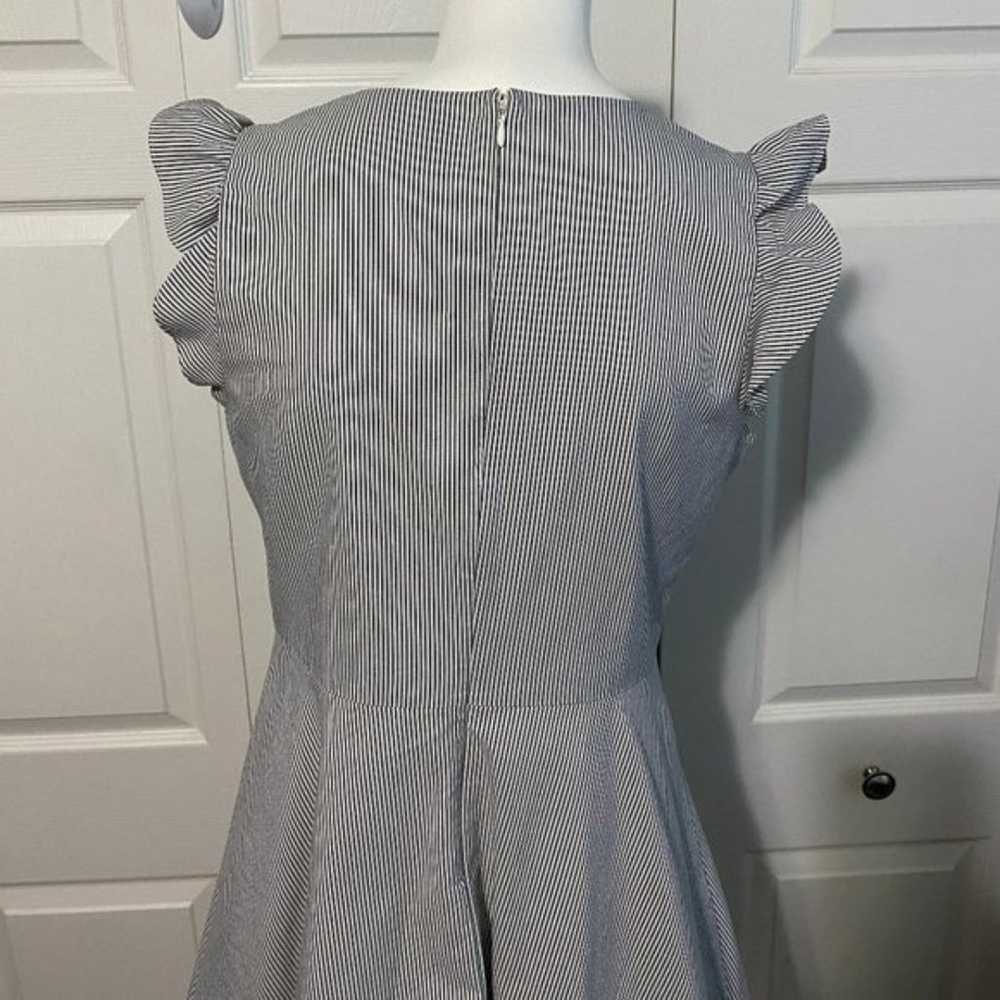 CECE Pleated Flutter Sleeve Dress Grey & White St… - image 6