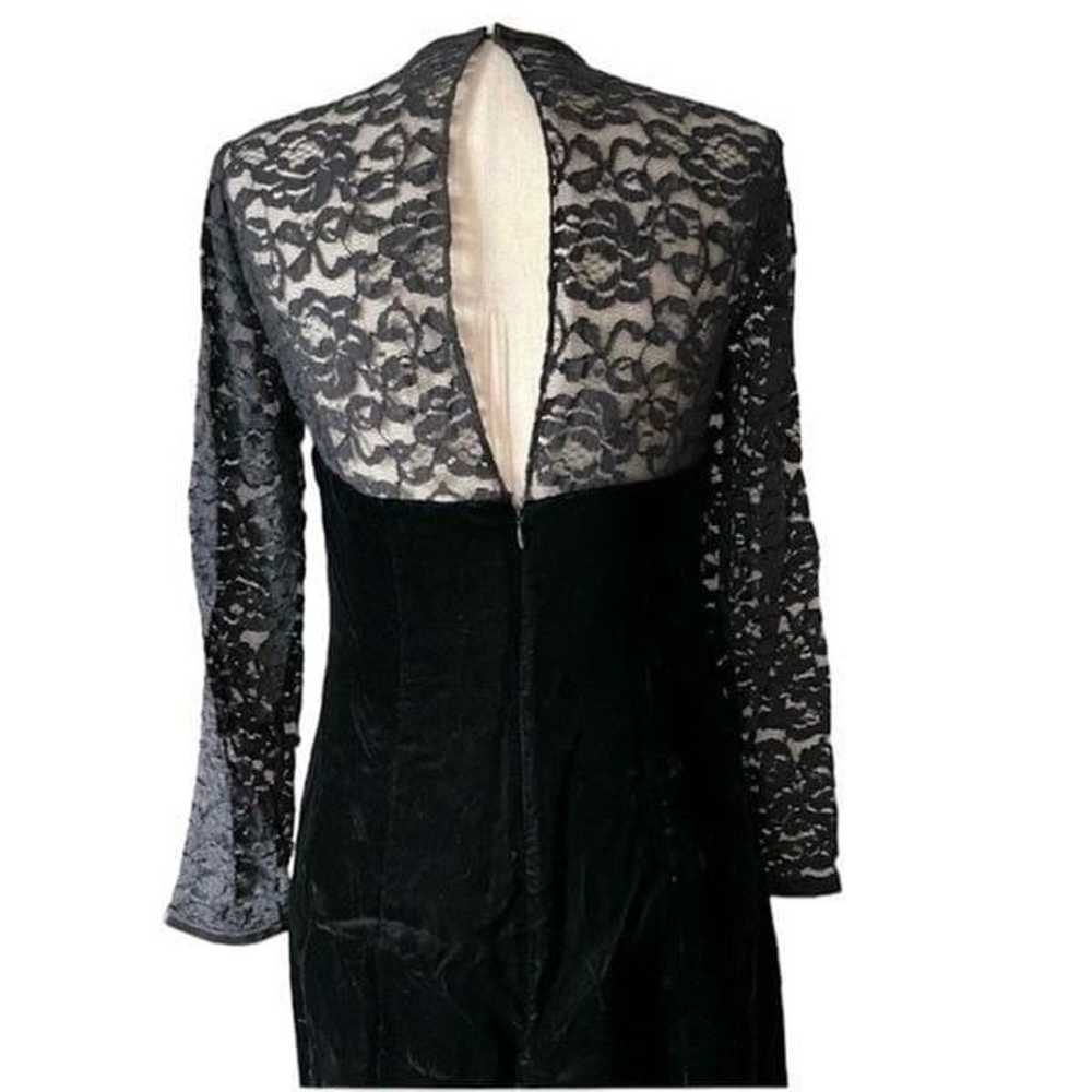 Vintage 80s 90s Long Sleeve Cocktail Dress Black … - image 5