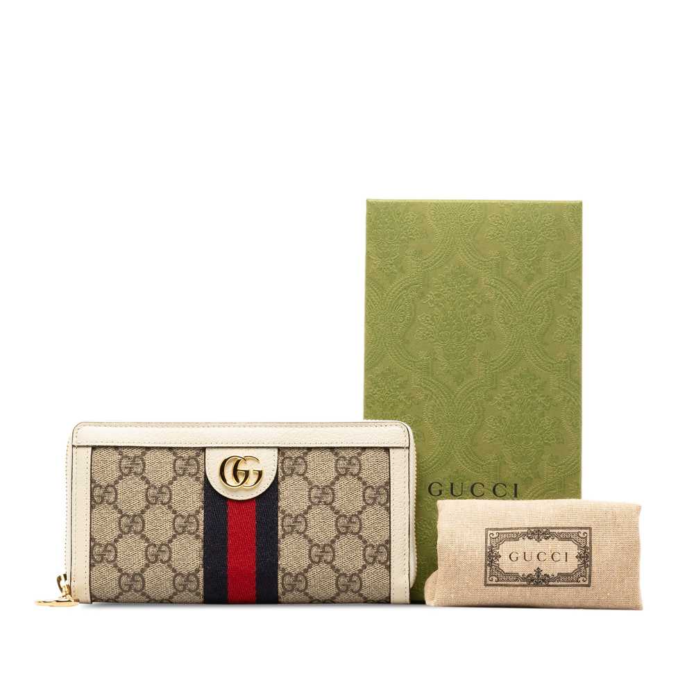 Brown Gucci GG Supreme Ophidia Zip Around Wallet - image 11