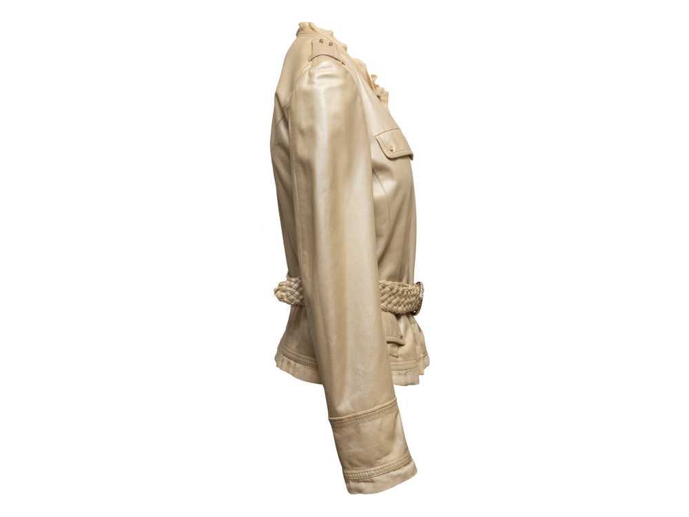 Metallic Beige Roberto Cavalli Leather Jacket Siz… - image 3