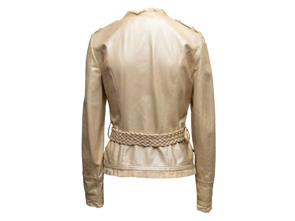 Metallic Beige Roberto Cavalli Leather Jacket Siz… - image 4