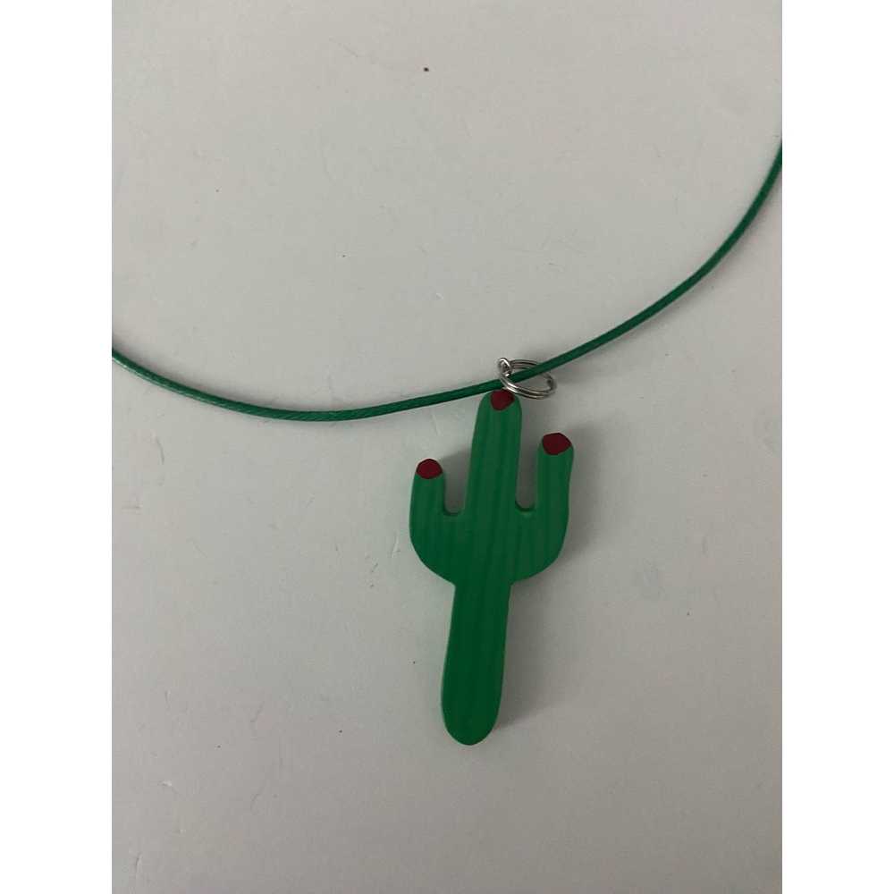 Handmade Upcycled cactus pendant necklace and ear… - image 3