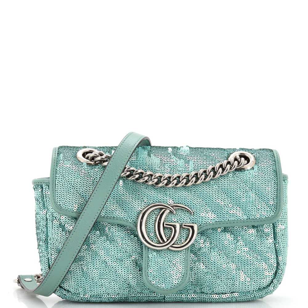 GUCCI GG Marmont Flap Bag Diagonal Quilted Sequin… - image 1