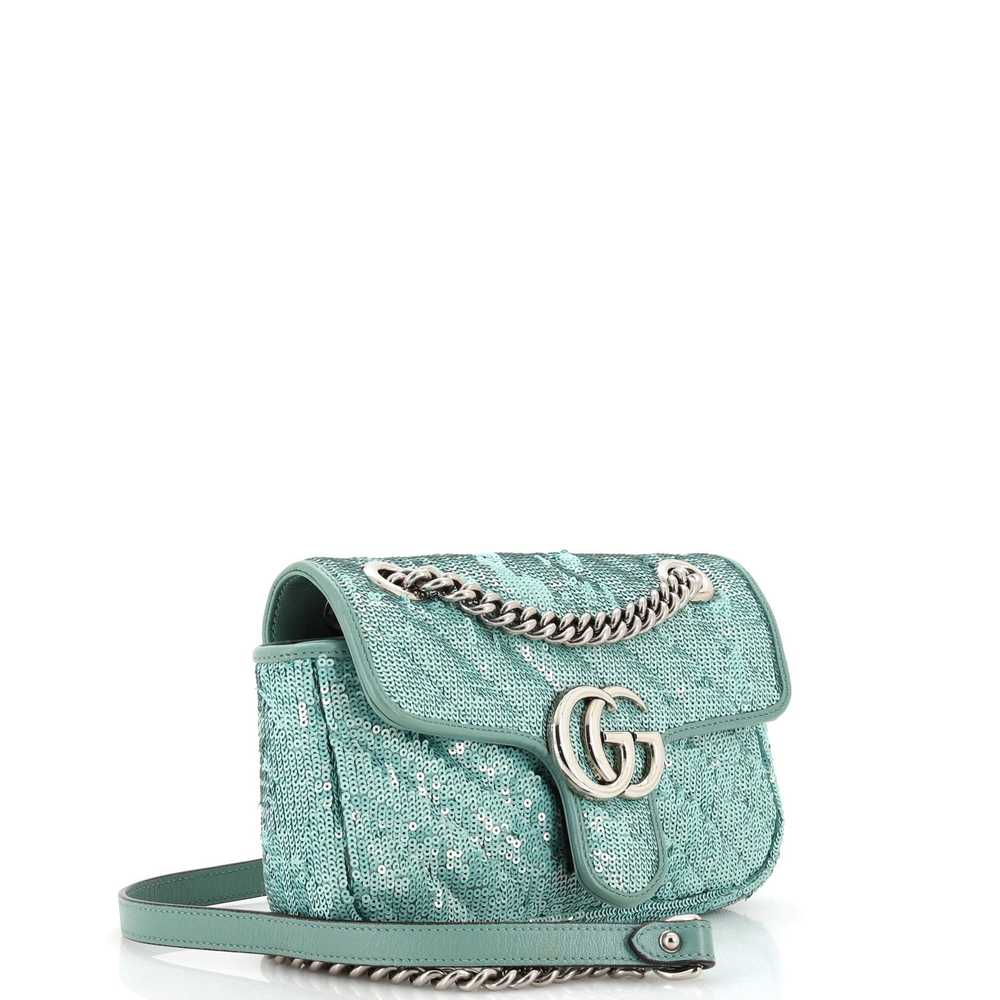 GUCCI GG Marmont Flap Bag Diagonal Quilted Sequin… - image 2