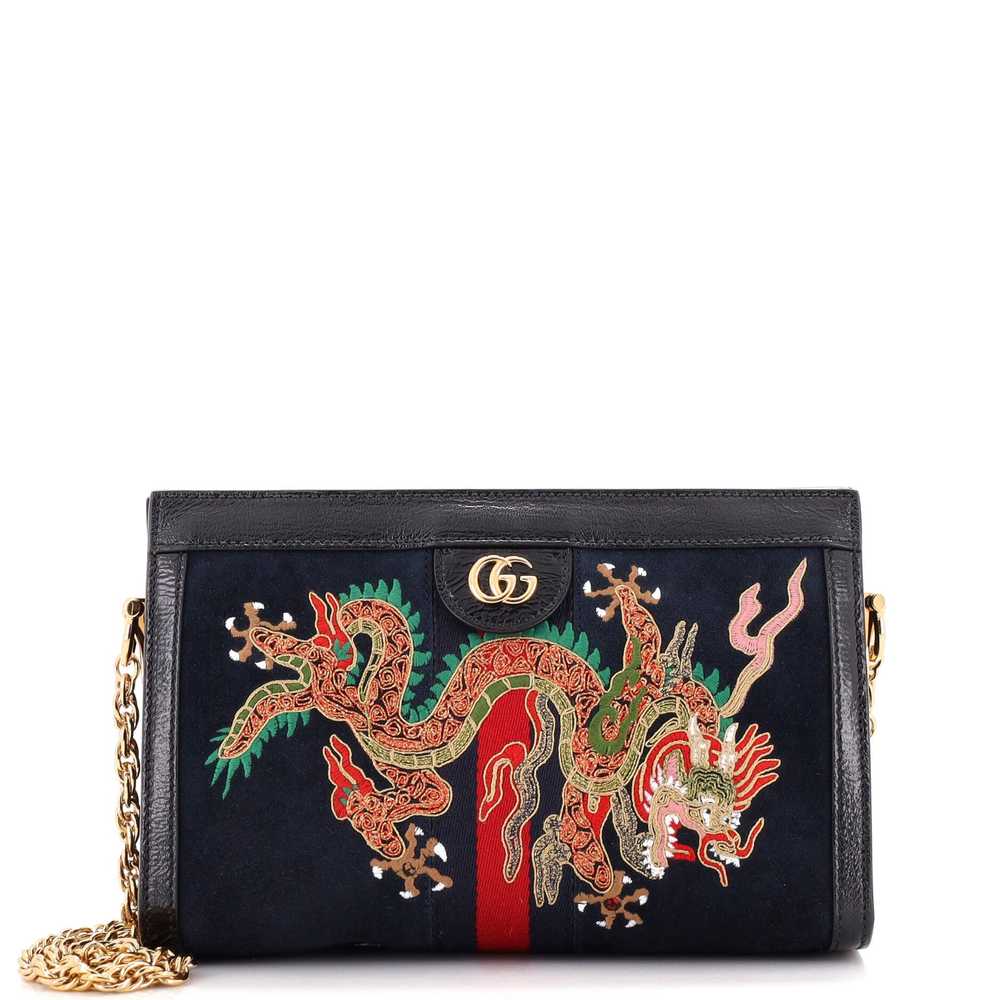 GUCCI Ophidia Chain Shoulder Bag Embroidered Sued… - image 1