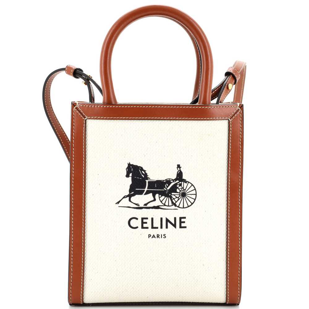 CELINE Sulky Vertical Cabas Tote Canvas with Leat… - image 1