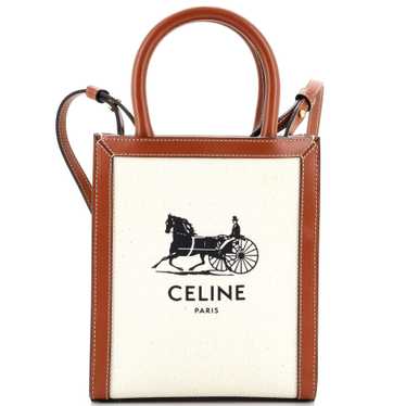 CELINE Sulky Vertical Cabas Tote Canvas with Leath