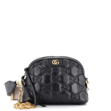 GUCCI Dome Chain Zip Shoulder Bag GG Matelasse Lea