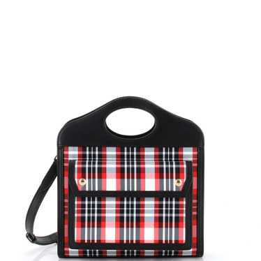 Burberry Pocket Tote Check Canvas with Leather Mi… - image 1