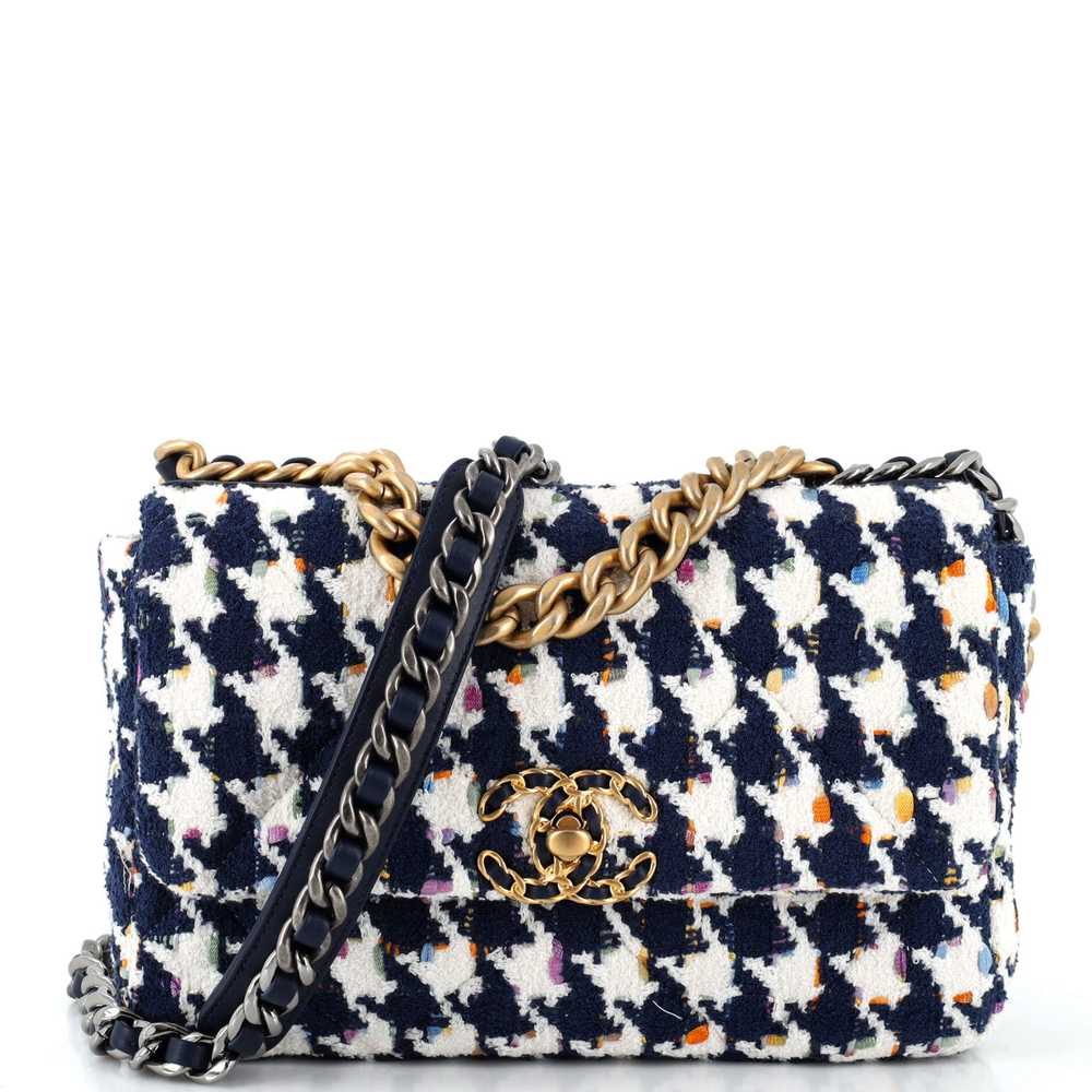 CHANEL 19 Flap Bag Quilted Houndstooth Tweed and … - image 1