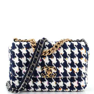 CHANEL 19 Flap Bag Quilted Houndstooth Tweed and … - image 1