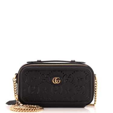 GUCCI Star Chain Shoulder Bag GG Embossed Leather 