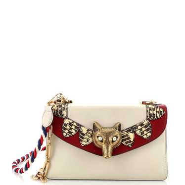 GUCCI Broche Flap Bag Leather with Snakeskin Small - image 1