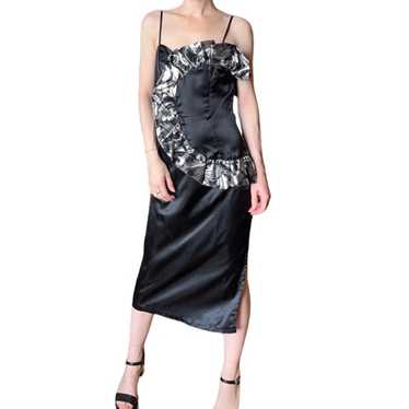 Vintage Black And Silver Dress With Slit - image 1