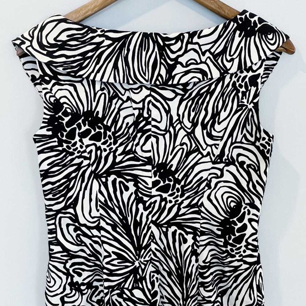 Evan Picone Abstract Sheath Midi Dress Black & Wh… - image 10