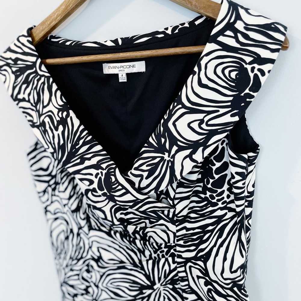 Evan Picone Abstract Sheath Midi Dress Black & Wh… - image 8
