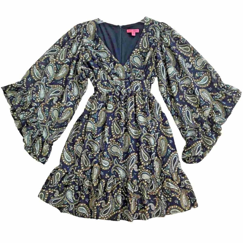 Betsey Johnson Bambi Dress Size 8 Navy Paisley Ru… - image 2