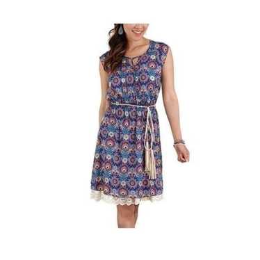 Matilda Jane Splendid Dress Blue Floral Belted Ab… - image 1