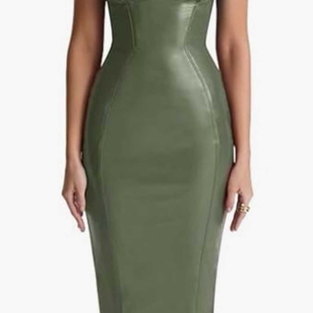 Faux leather bodycon maxi dress - image 2
