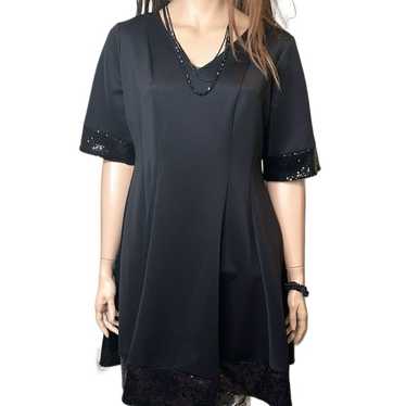 Lane Bryant Fit Flare Black Sequin Dress Sz 18/20 - image 1