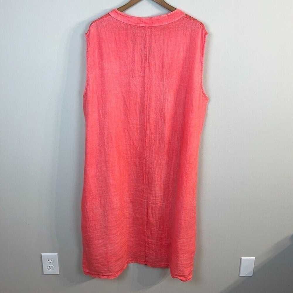 Alessia Pacini 100% Linen Dress 2X Coral Shift Cr… - image 6