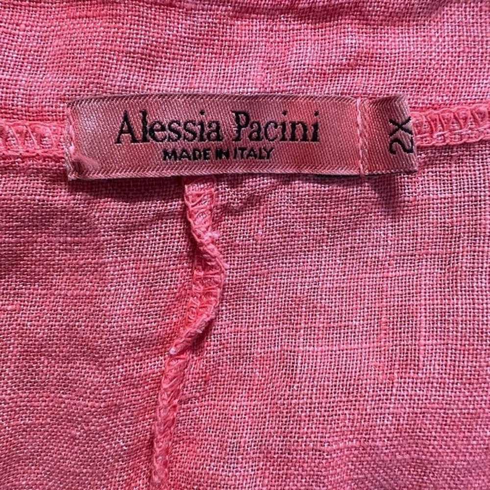 Alessia Pacini 100% Linen Dress 2X Coral Shift Cr… - image 8