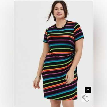 Torrid Mini Jersey Tee Shirt Dress Black Rainbow … - image 1