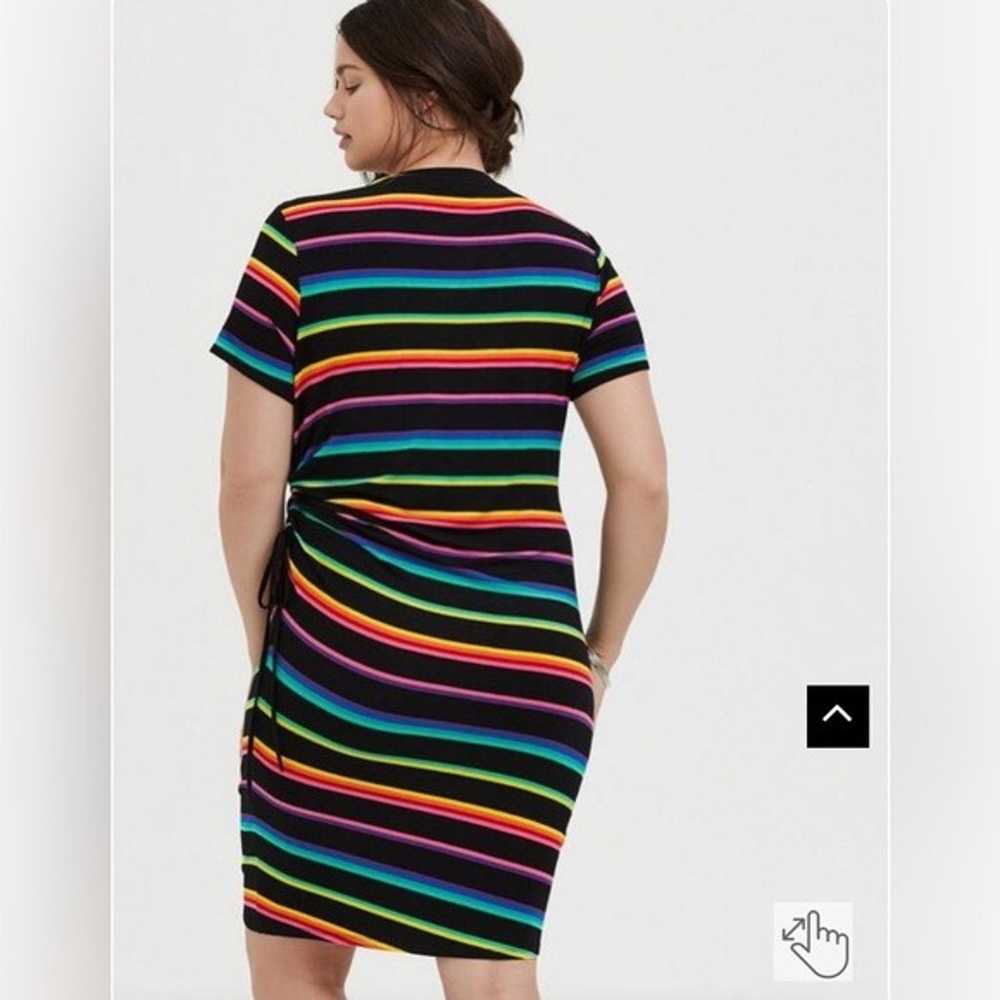 Torrid Mini Jersey Tee Shirt Dress Black Rainbow … - image 2