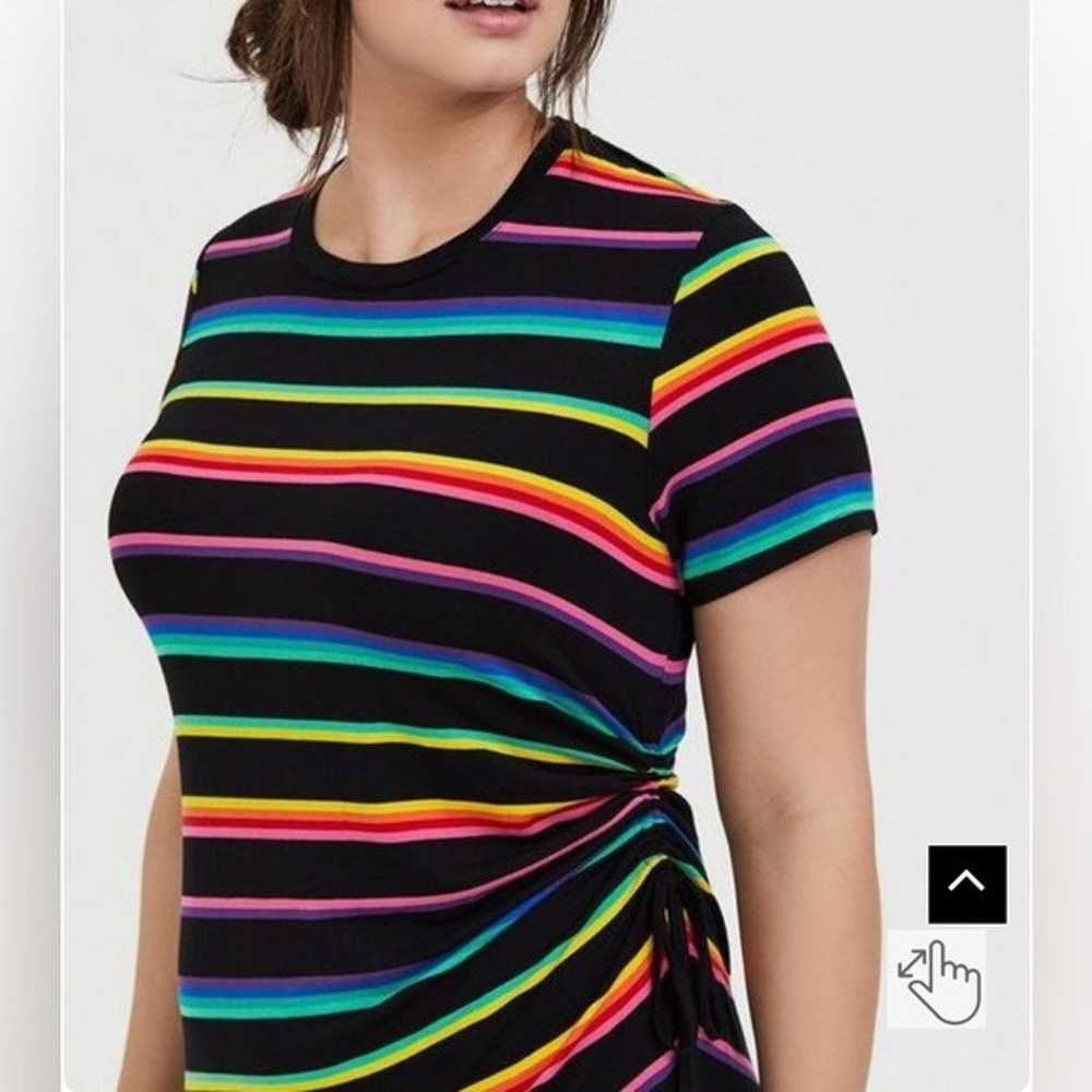 Torrid Mini Jersey Tee Shirt Dress Black Rainbow … - image 3