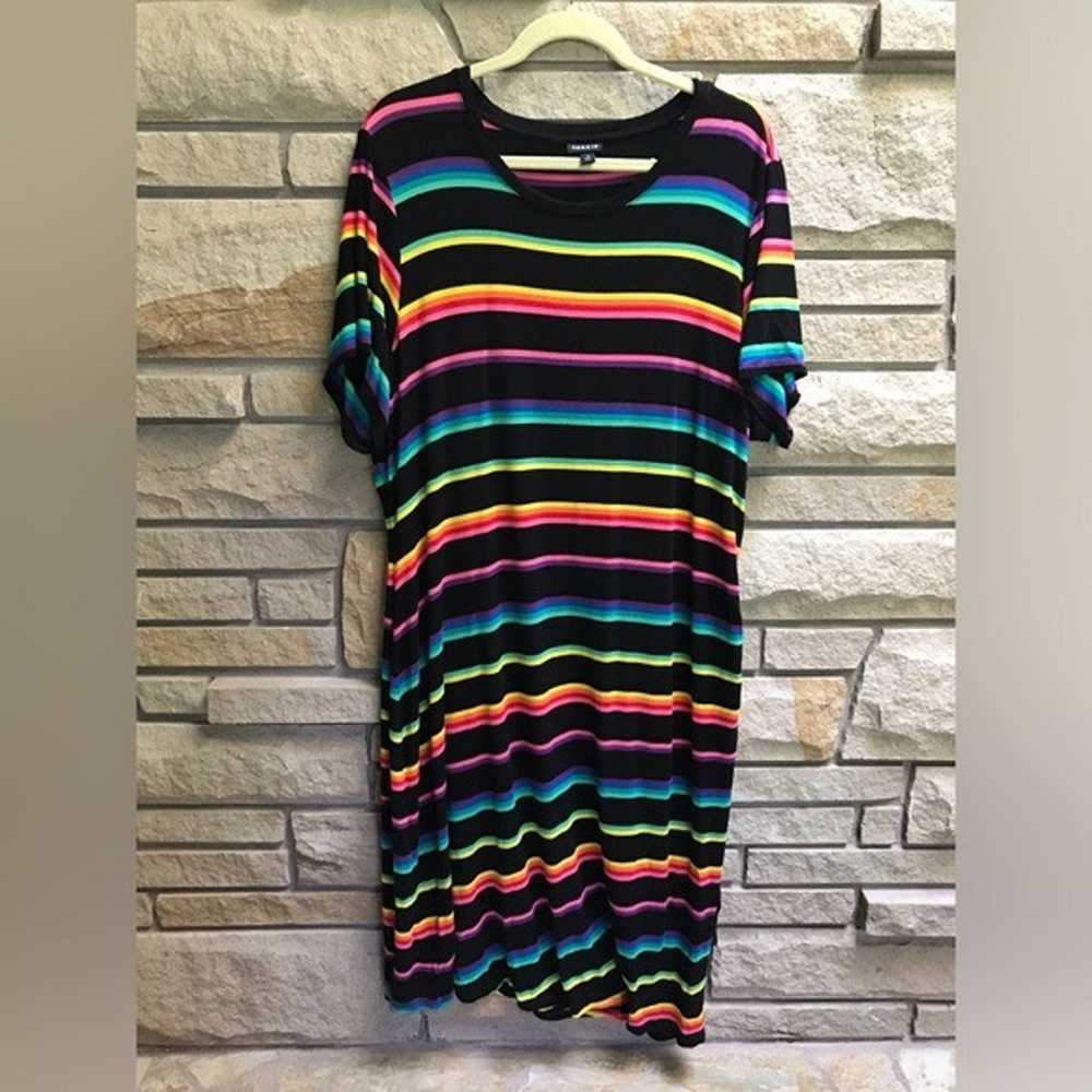 Torrid Mini Jersey Tee Shirt Dress Black Rainbow … - image 4